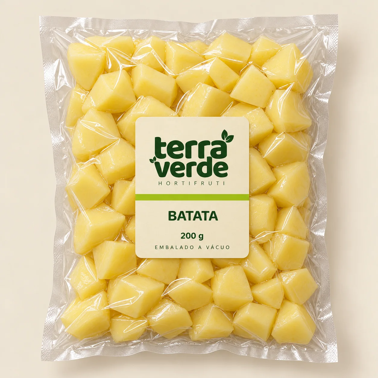 Proposta de embalagem a vácuo de batata Terra Verde, 200 g