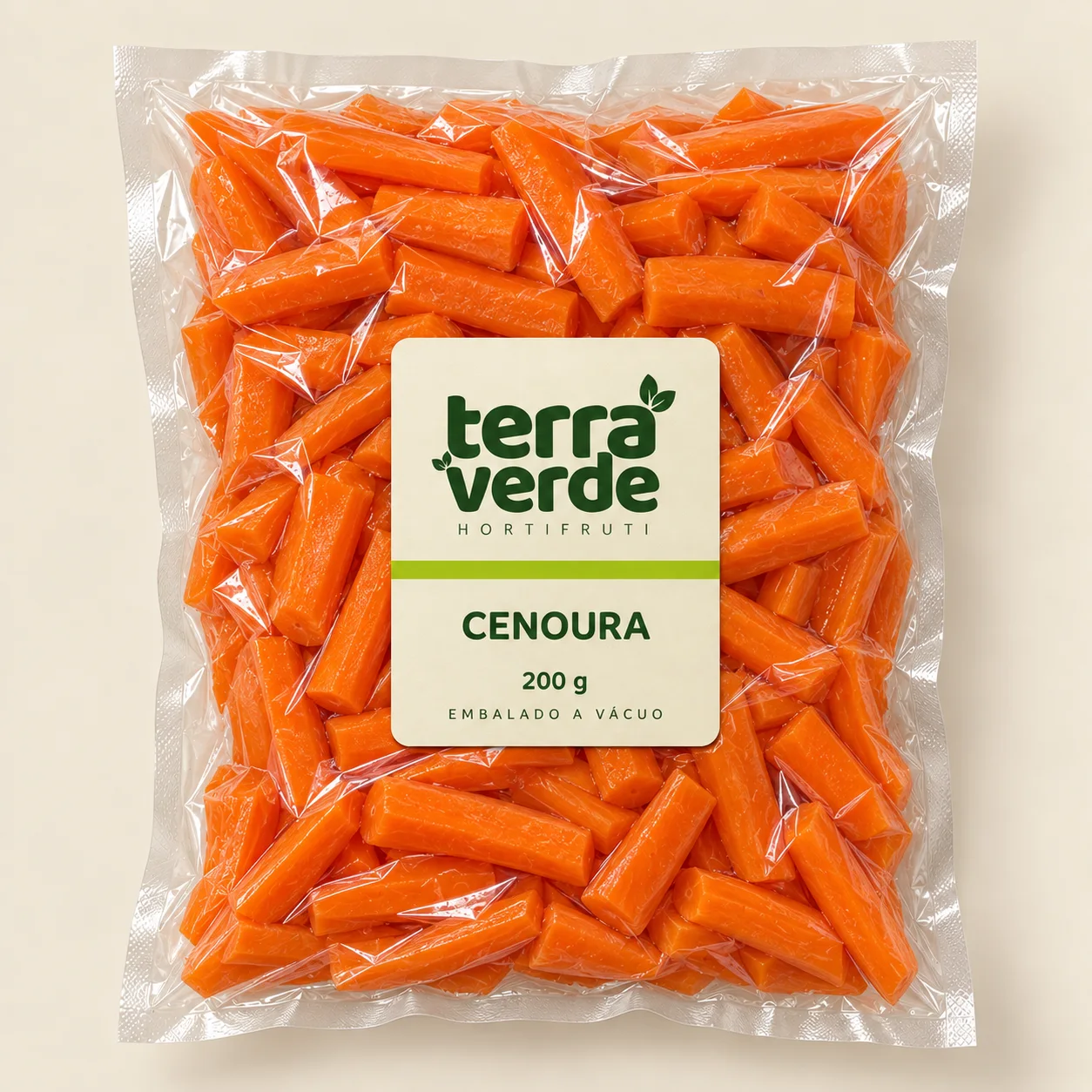 Embalagem ilustrativa Terra Verde de cenoura a vácuo, 200 g