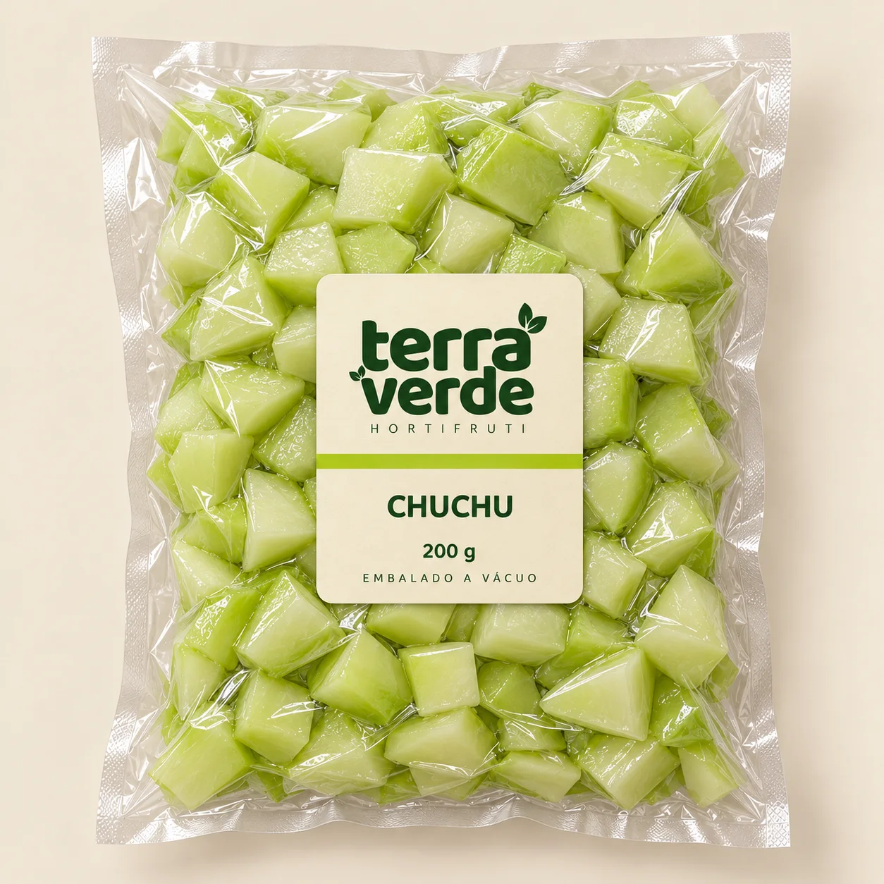 Proposta de embalagem a vácuo de chuchu Terra Verde, 200 g
